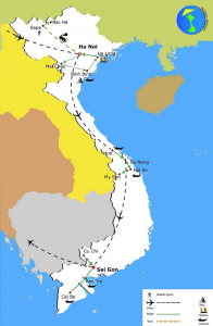 circuit vietnam en 3 semaines - carte de voyage